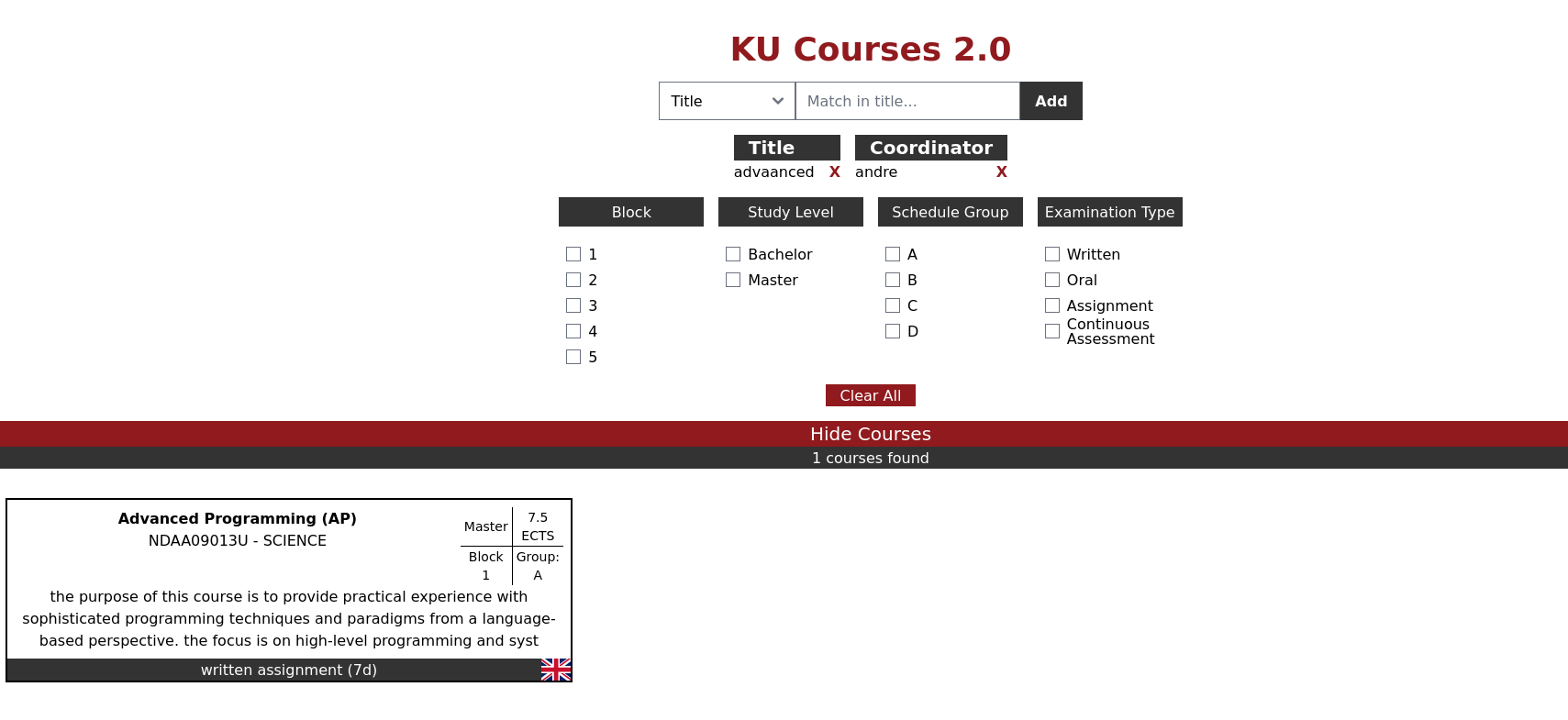 KU courses